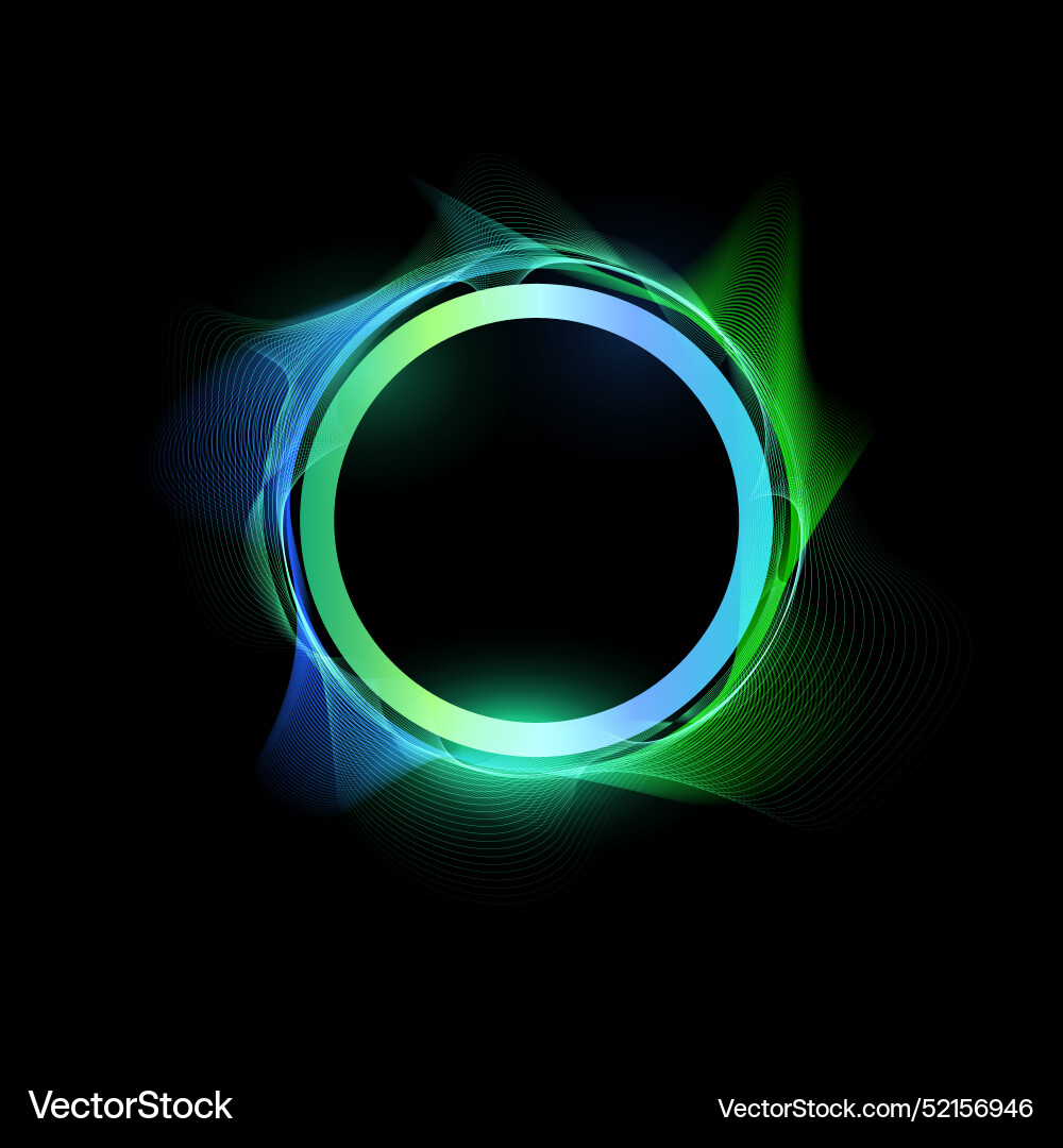 Neon gradient line circle frame with motion blur Neon gradient line circle frame with motion blur vector image