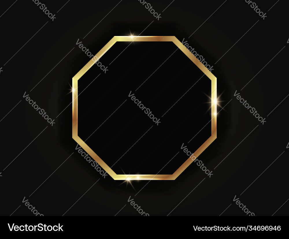 Octagonal golden sparkling frame isolated Octagonal golden sparkling frame isolated vector image