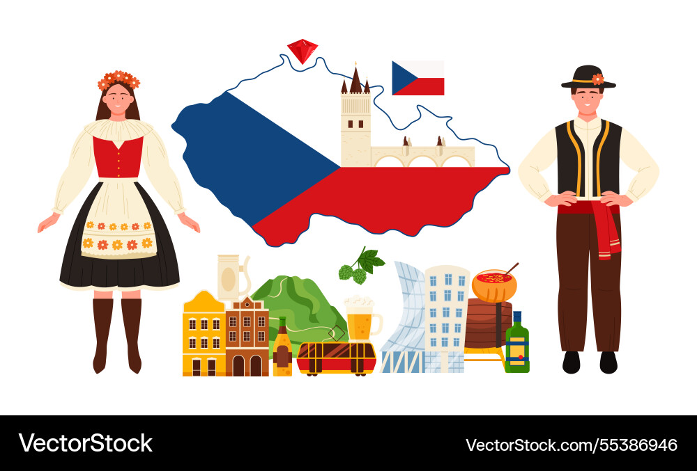 Reisen nach czech republic infographic collage Reisen nach czech republic infographic collage vektorbild