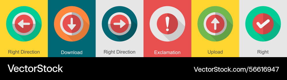 A set of 6 user interface icons as right vector image