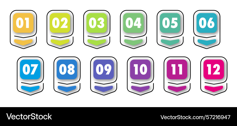 Bullet points numbers from 1 to 12 list markers vector image