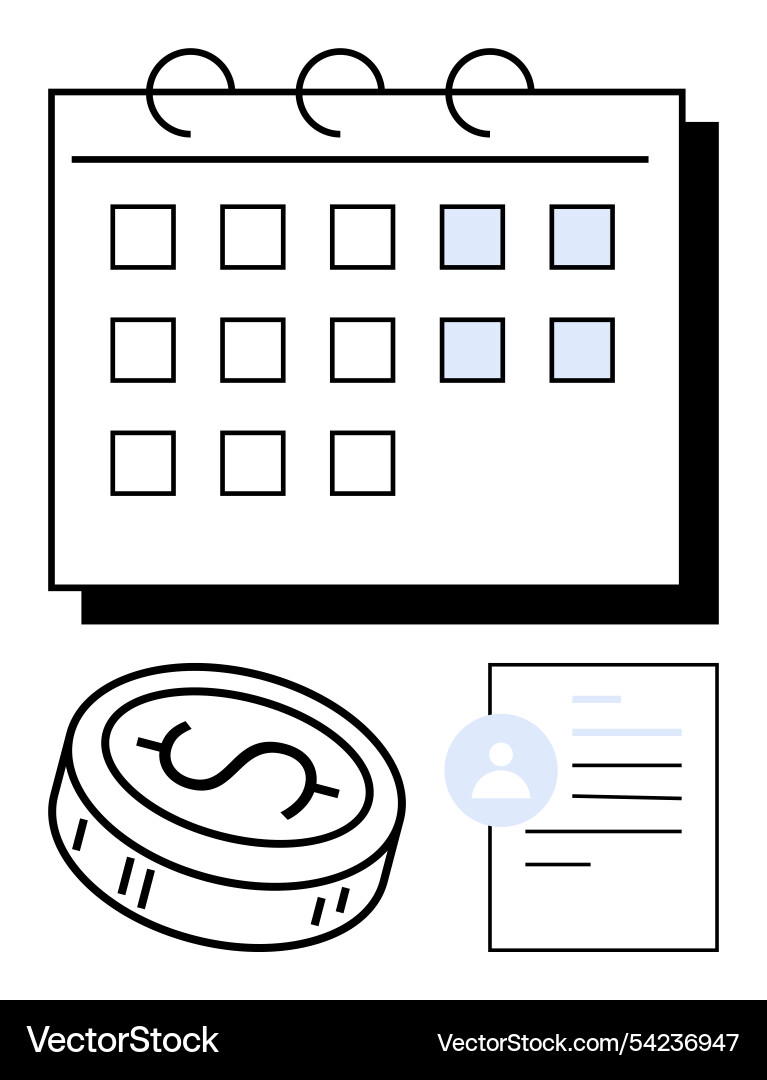 Calendar with important dates coin symbol Calendar with important dates coin symbol vector image