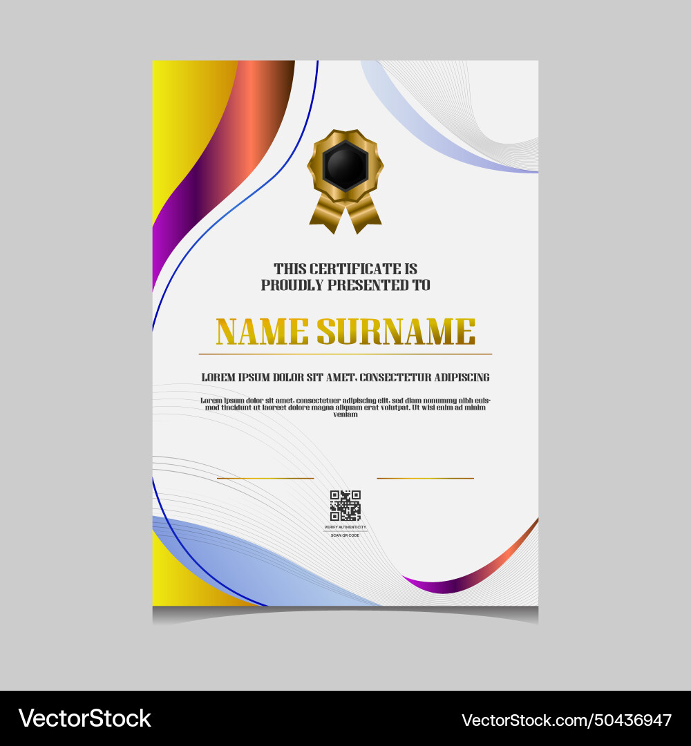 Certificate template colorful vibrant gradient – Free Vector | VectorStock