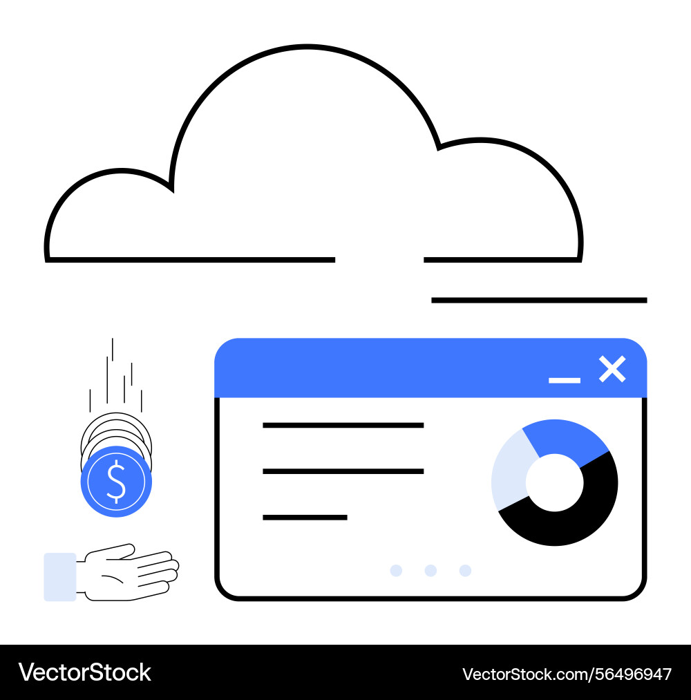 Cloud computing with financial management Vector Image