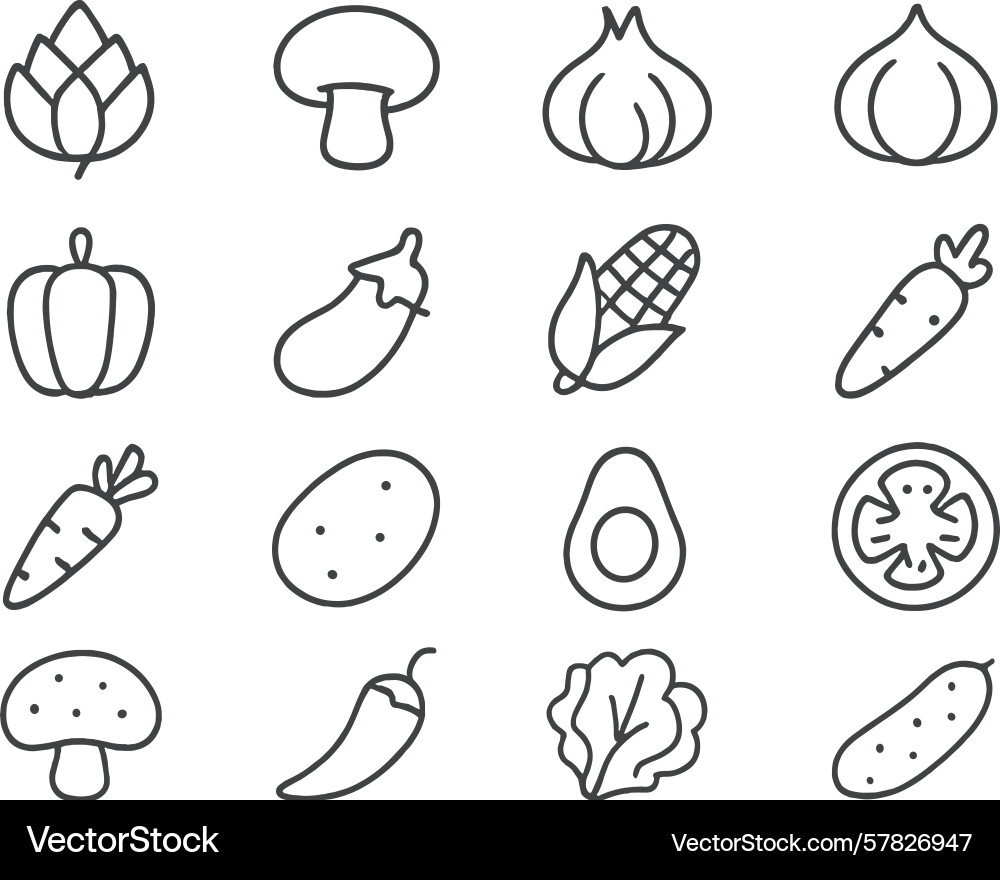 Collection of simple line icons representing vector image