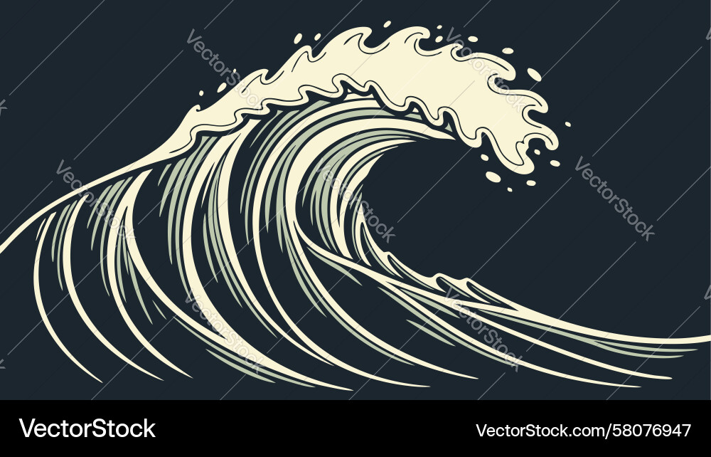 Dynamic Ocean Wave with Foam Vector Image