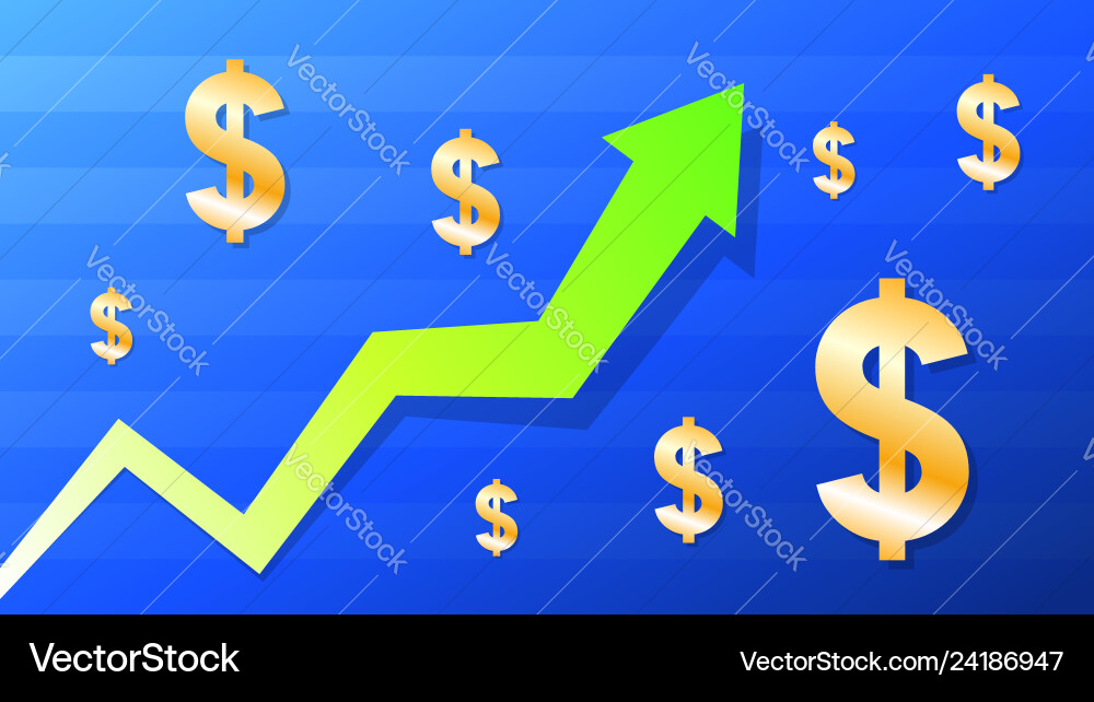 Graph show value grow of euro green arrow Graph show value grow of euro green arrow vector image
