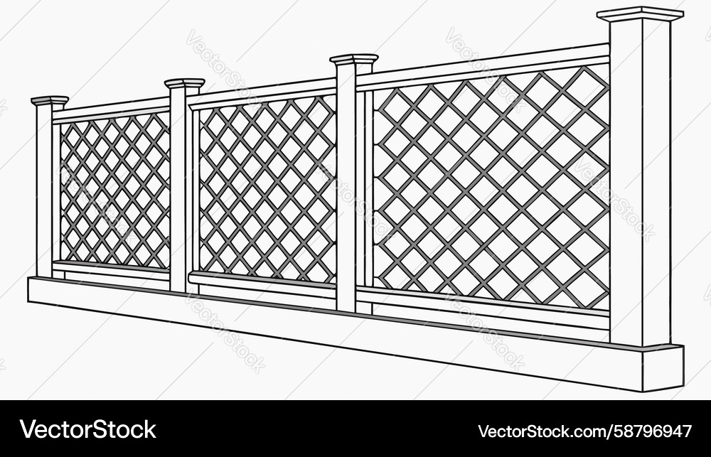 Lattice fence with circular geometric patterns Vector Image