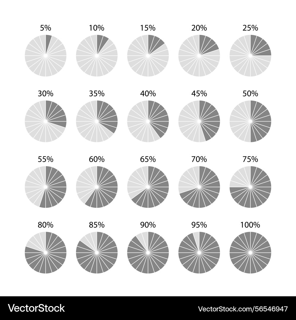 Round section graph gray circle chart piechart Round section graph gray circle chart piechart vector image