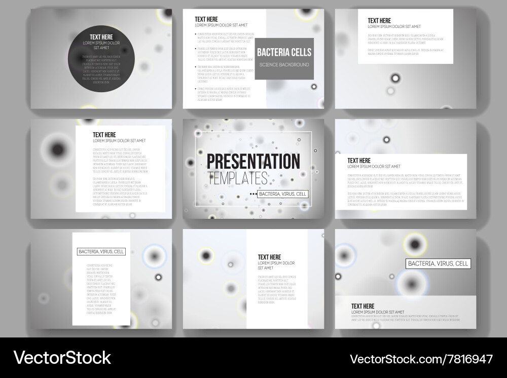 Set of 9 templates for presentation slides Vector Image