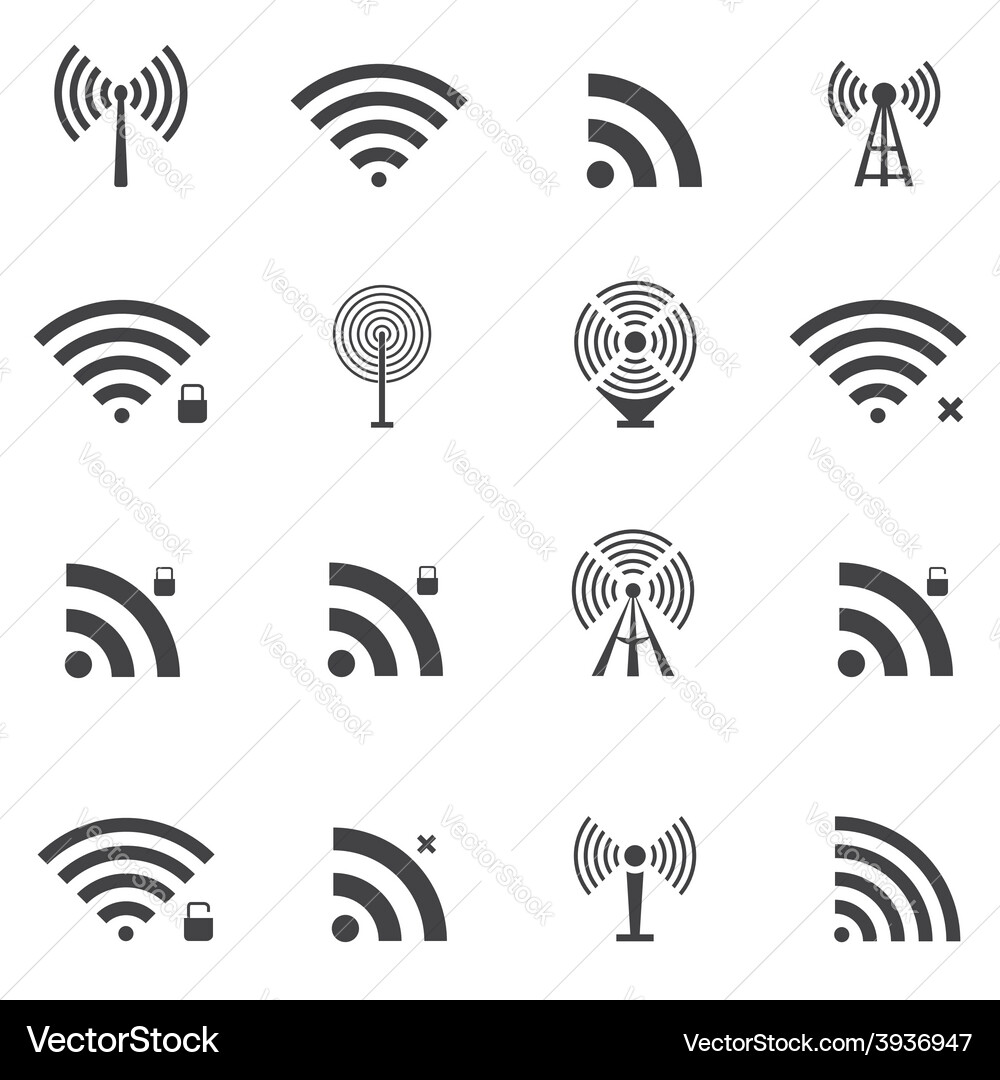 Wireless Network Icons Set Vector Image