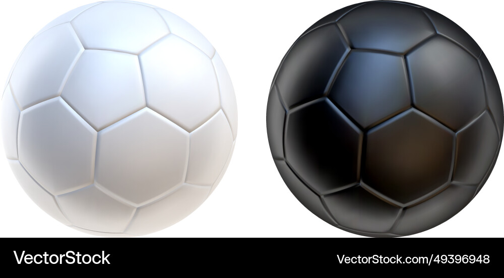 3d soccer balls icons black and white color Vector Image