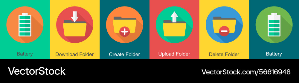 A set of 6 user interface icons as battery vector image