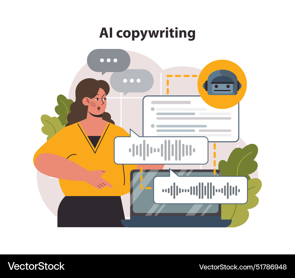 Ai copywriting neural network writing text Vector Image