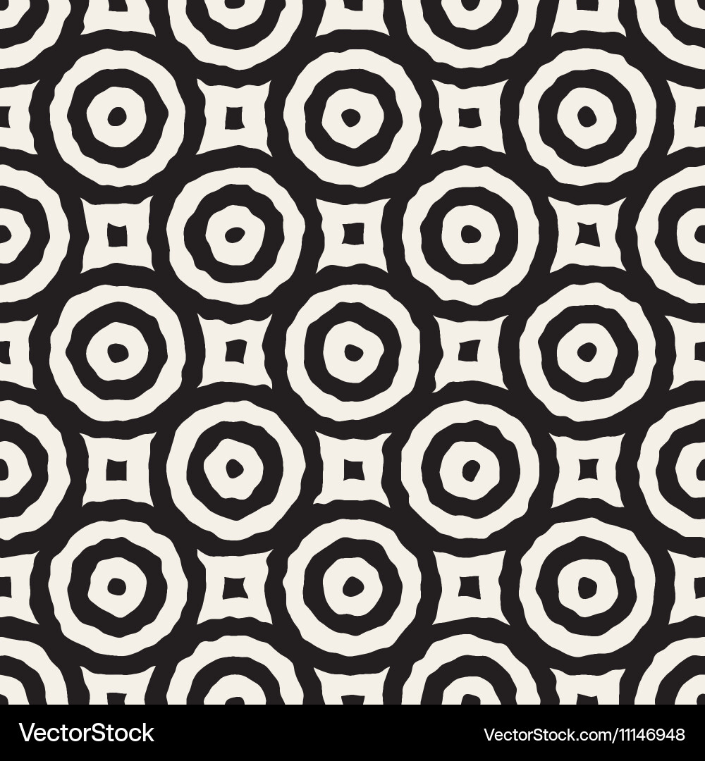 Black and White Concentric Circles Pattern Vector Image