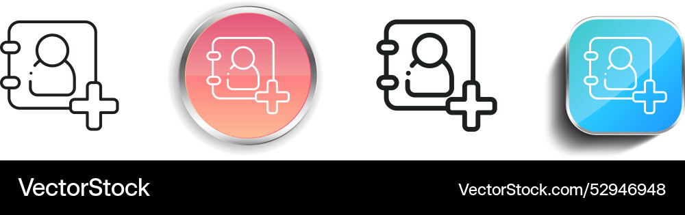 Contacts icon thin linear regular and button Contacts icon thin linear regular and button vector image