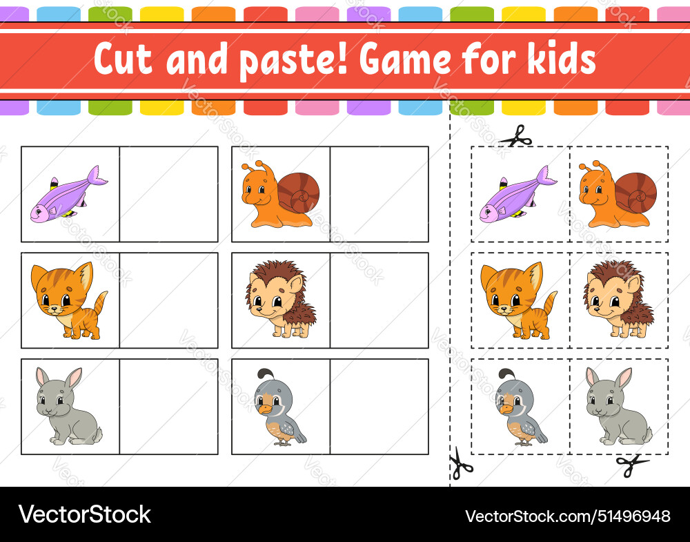 Cut and paste game for kids educational activity Vector Image