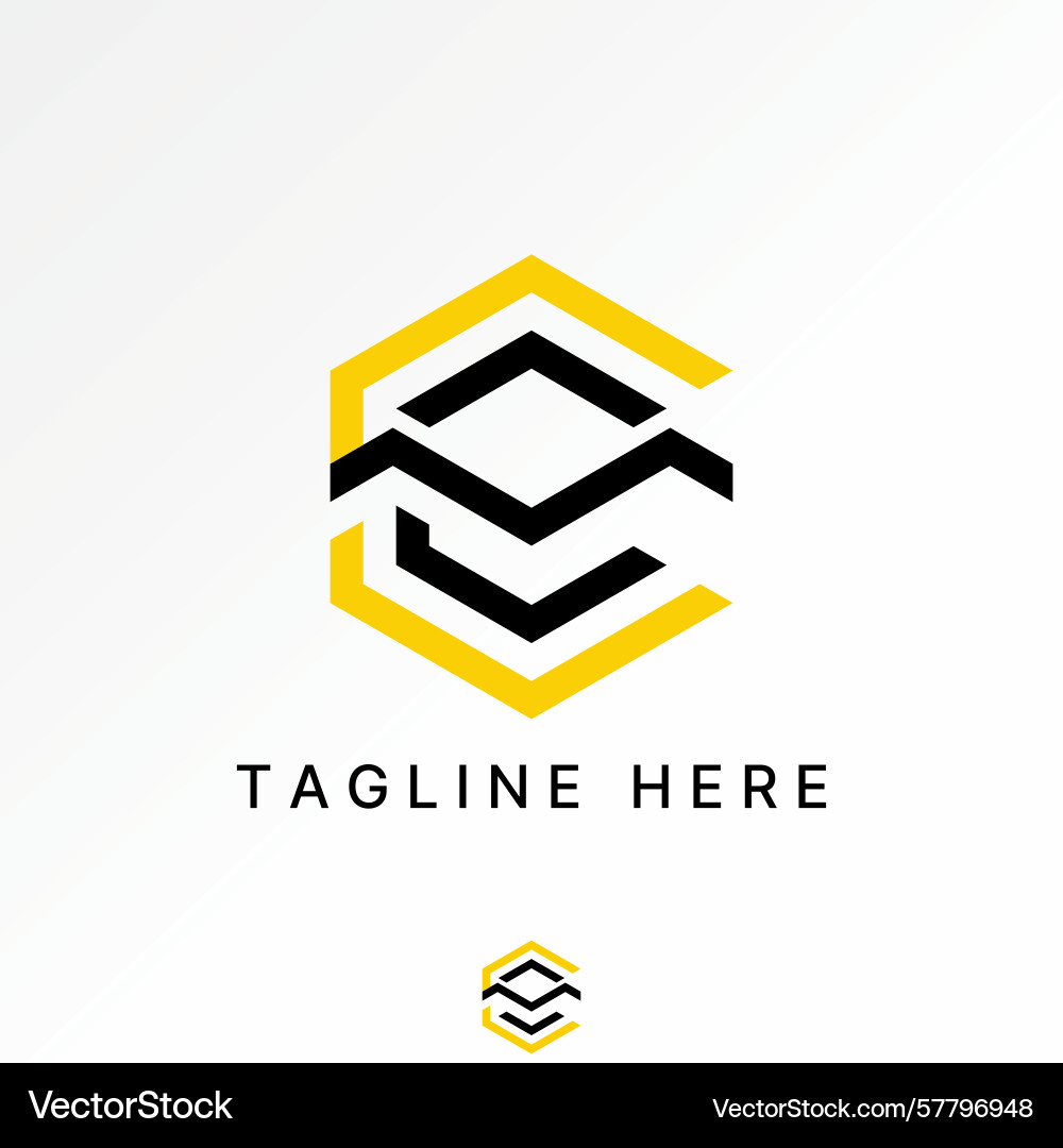 Initial cm or ccm font line hexagon motif pattern Initial cm or ccm font line hexagon motif pattern Vector Image