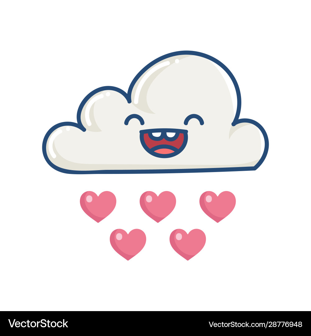 Kawaii cloud raining hearts Royalty Free Vector Image
