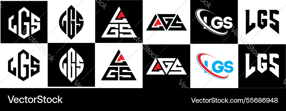 Lgs letter logo design in six style polygon Vector Image