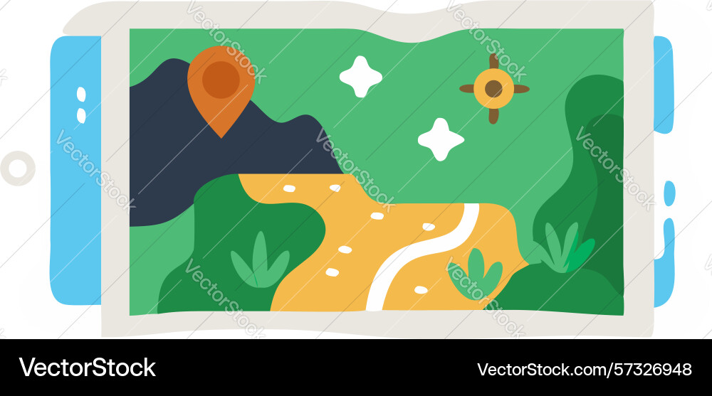 Mobile map navigation digital travel guide design vector image