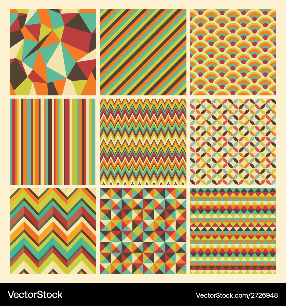Retro Geometric Pattern Set vector image
