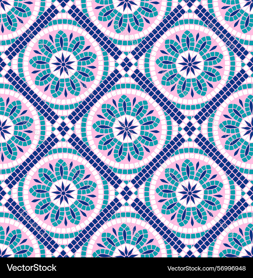 Seamless pattern of circular mosaic tiles Vector Image