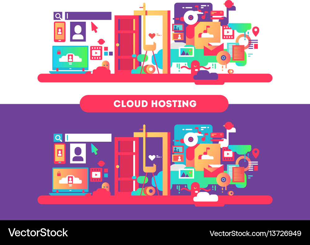 Cloud Computing & Hosting vector image