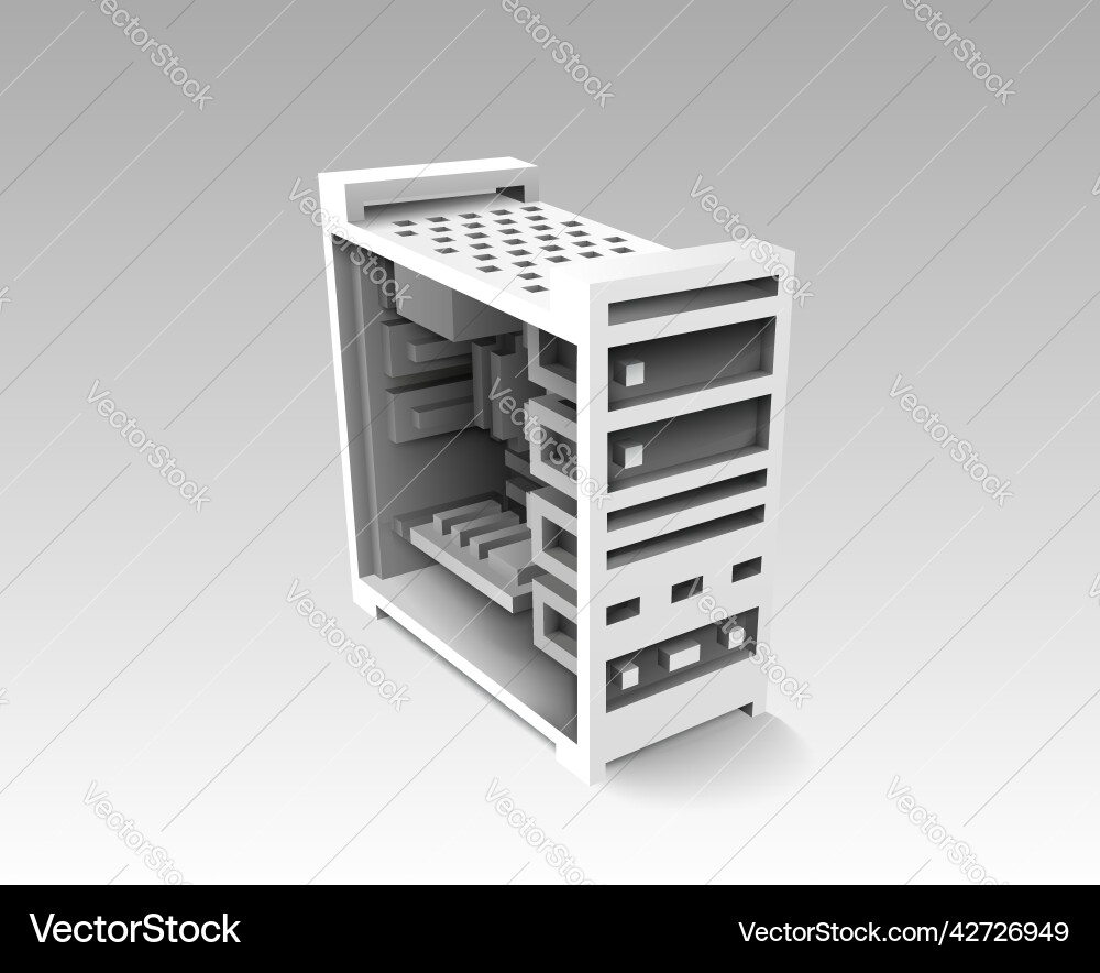 Computer system unit in 3d style perspective Computer system unit in 3d style perspective vector image