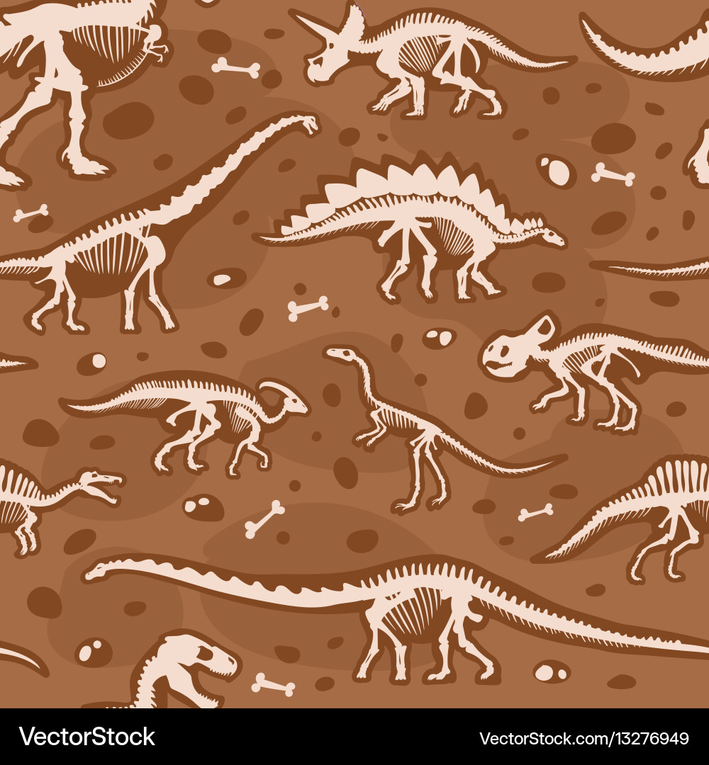 Dinosaur Fossil Bones Seamless Pattern vector image