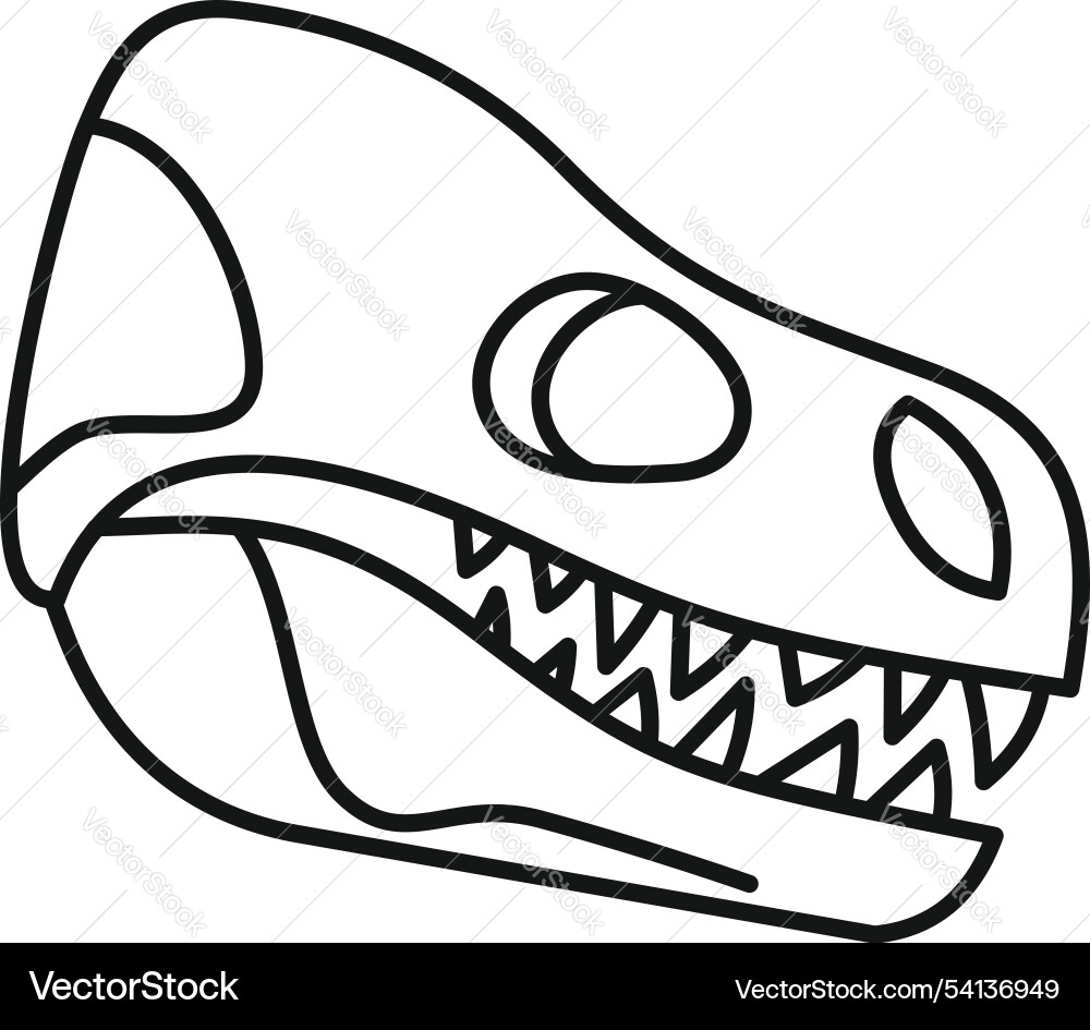 Dinosaur skull fossil showing sharp teeth and eye Dinosaur skull fossil showing sharp teeth and eye Vector Image