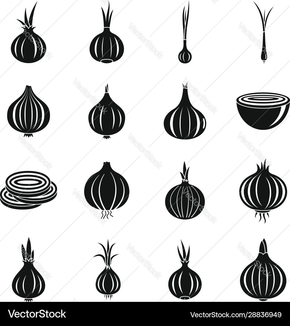 Onion icons set simple style vector image