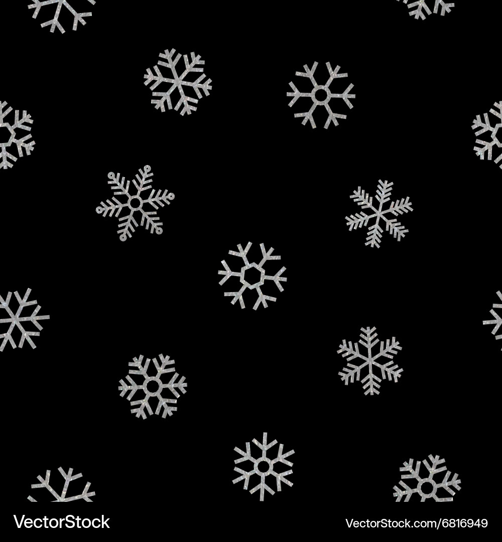 Silver Snowflake Seamless Pattern vector image