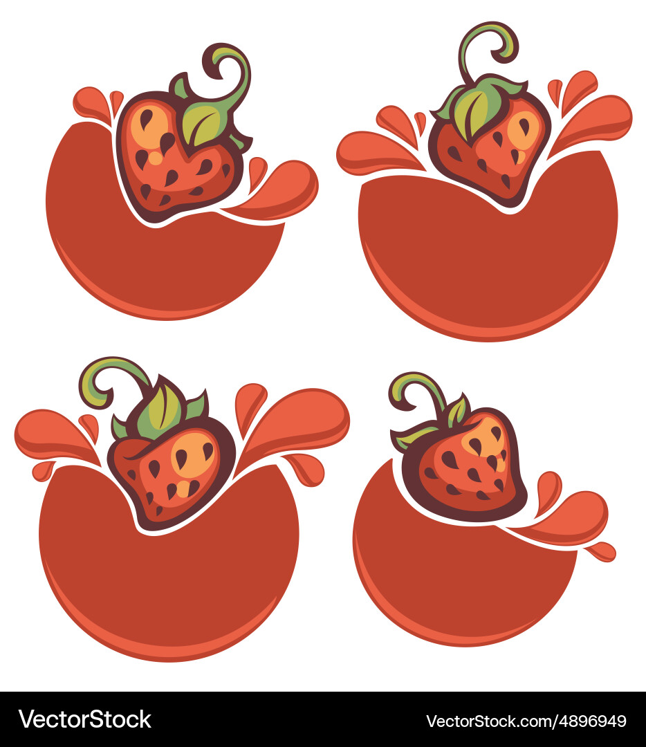 Strawberry stickers Royalty Free Vector Image - VectorStock