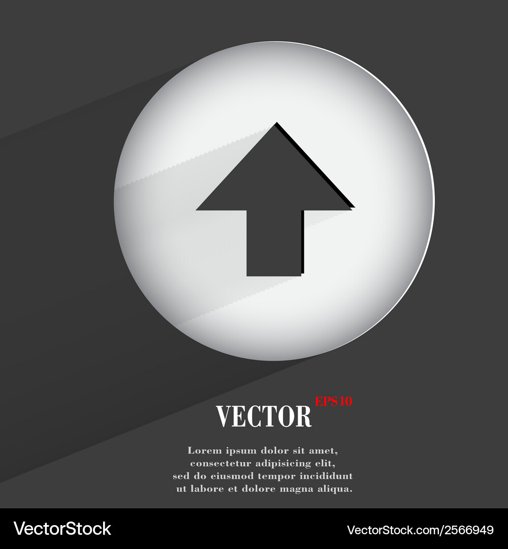 Up arrow flat modern web button with long shadow Vector Image