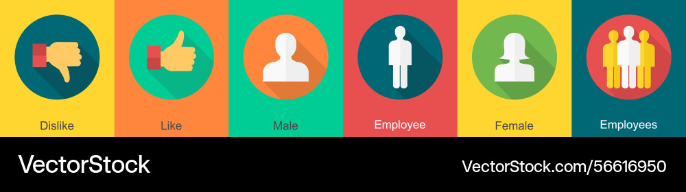 A set of 6 user interface icons as dislike like Vector Image
