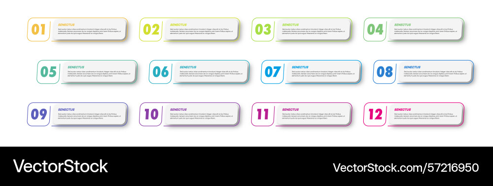 Bullet points numbers from 1 to 12 list Bullet points numbers from 1 to 12 list vector image