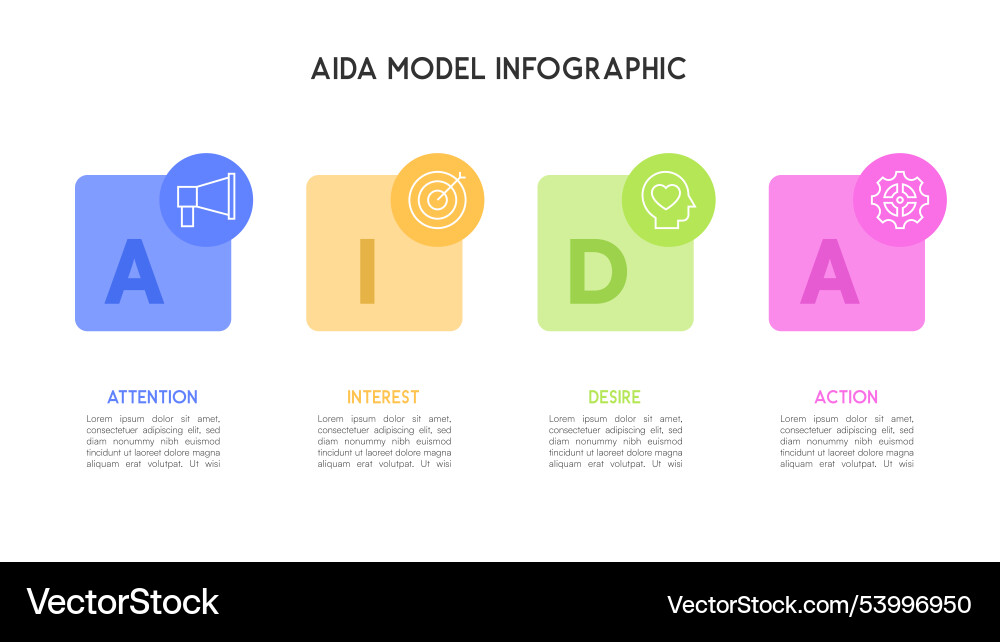 Colorful aida model infographic Colorful aida model infographic vector image
