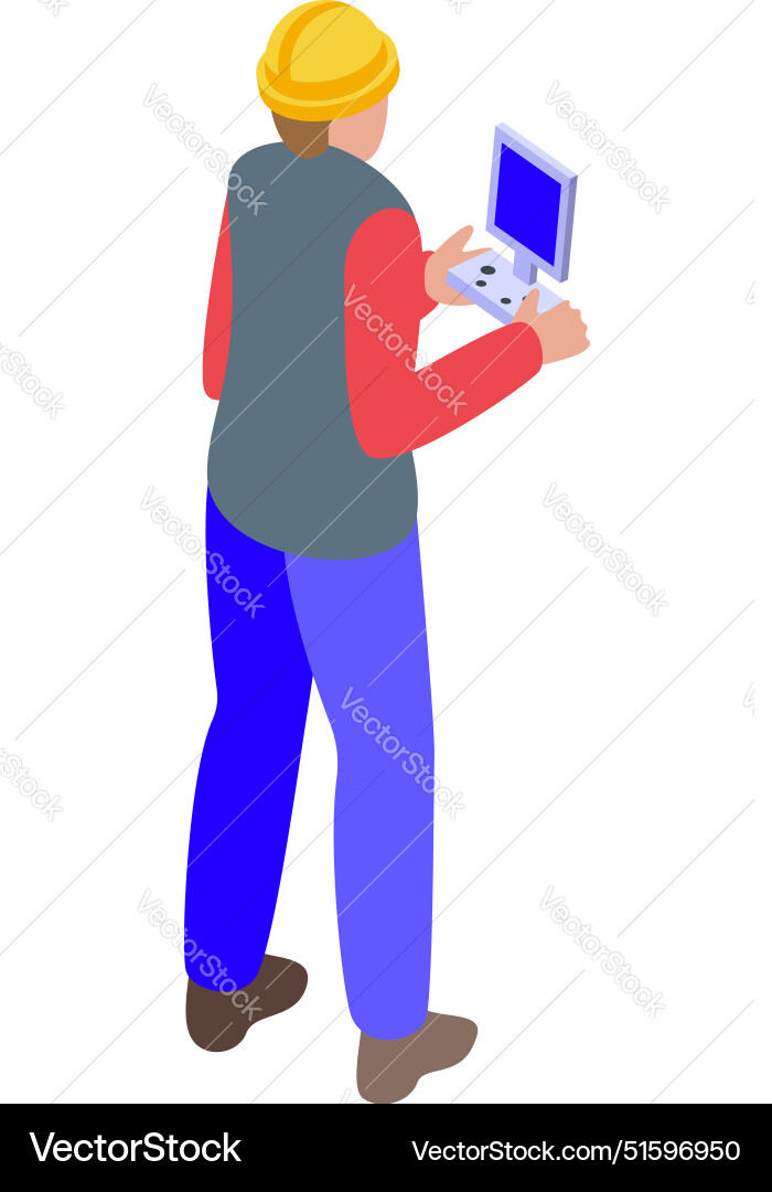 Drone operator holding remote controller watching Drone operator holding remote controller watching vector image