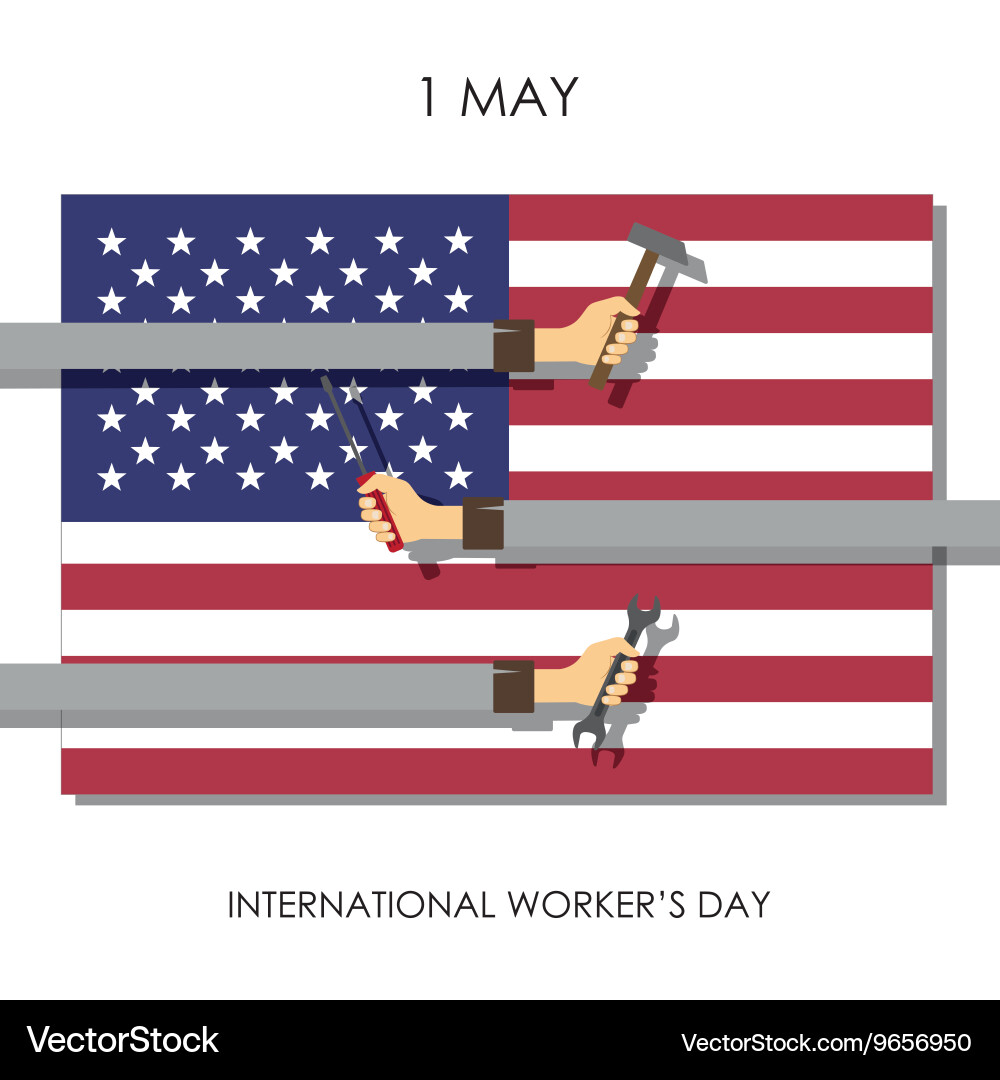 Hands with tools on the background of usa flag Vector Image