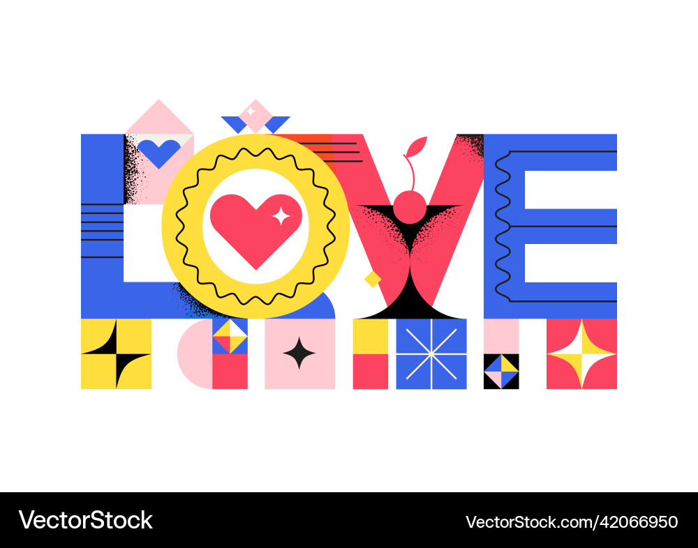 Love typography with geometric elements Love typography with geometric elements vector image