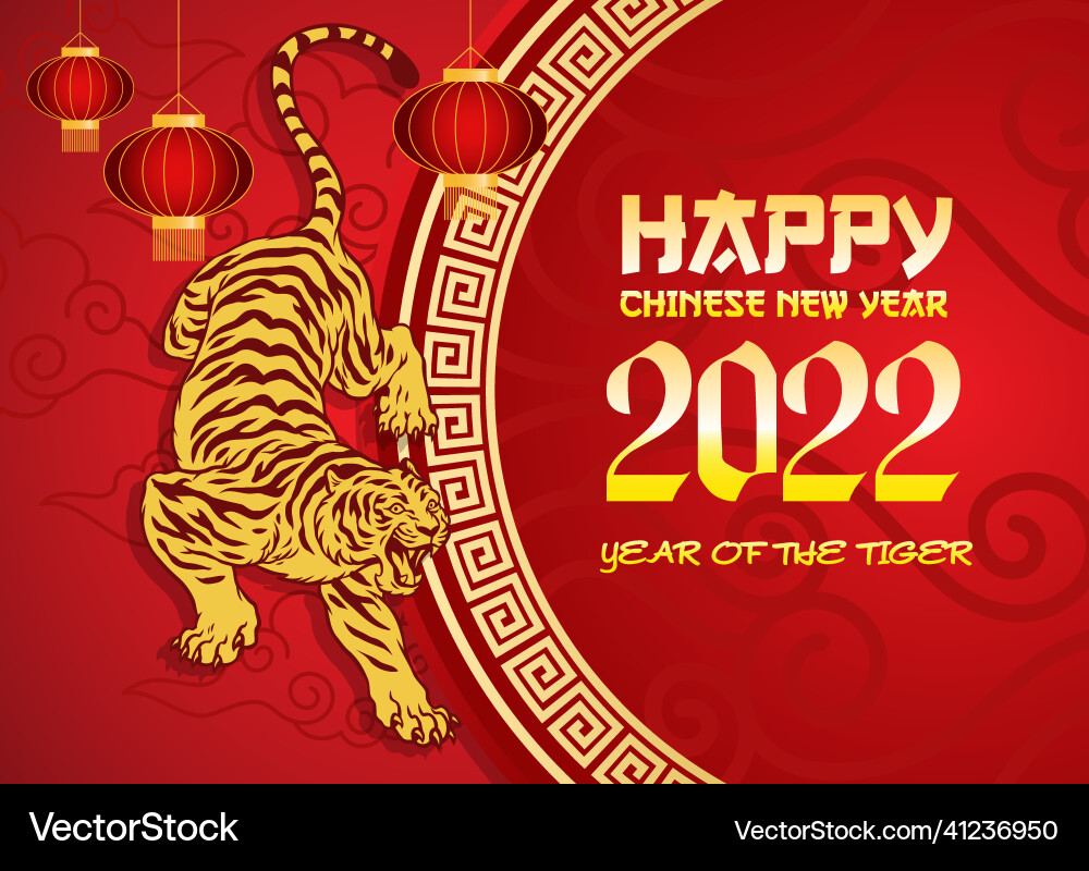 Neujahr chinesisches Design mit Krochen Tiger Neujahr chinesisches Design mit Krochen Tiger vektorbild
