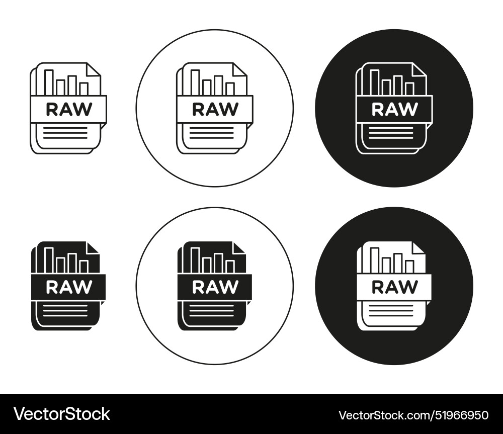 Raw data icon set in thin line outline style Raw data icon set in thin line outline style vector image