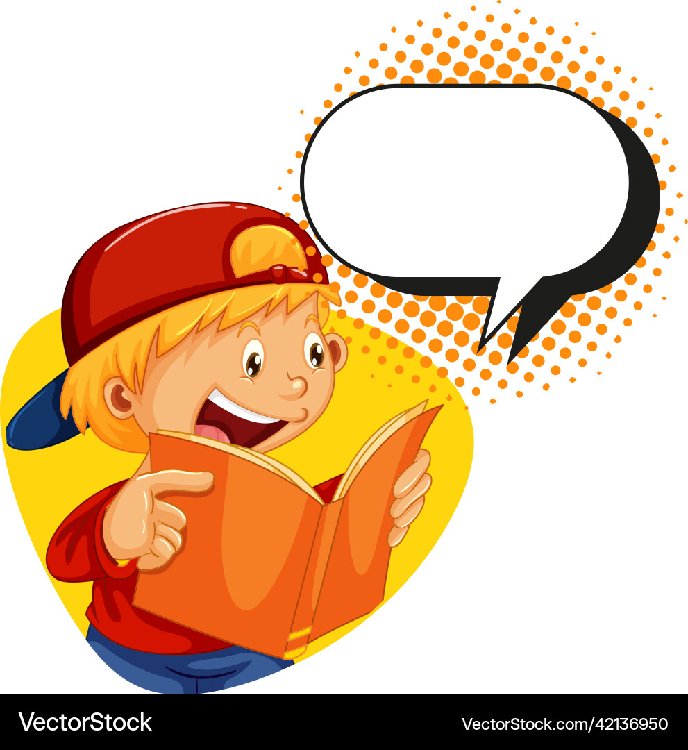 Speech Blase Vorlage mit Jungen Lesebuch Speech Blase Vorlage mit Jungen Lesebuch vektorbild