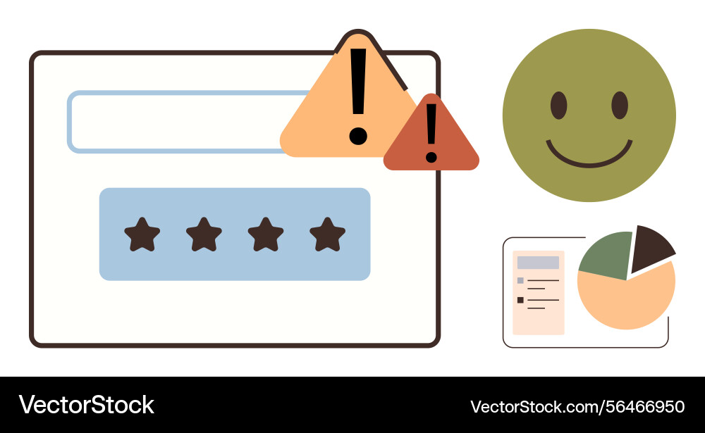 User feedback and performance metrics with warning User feedback and performance metrics with warning vector image