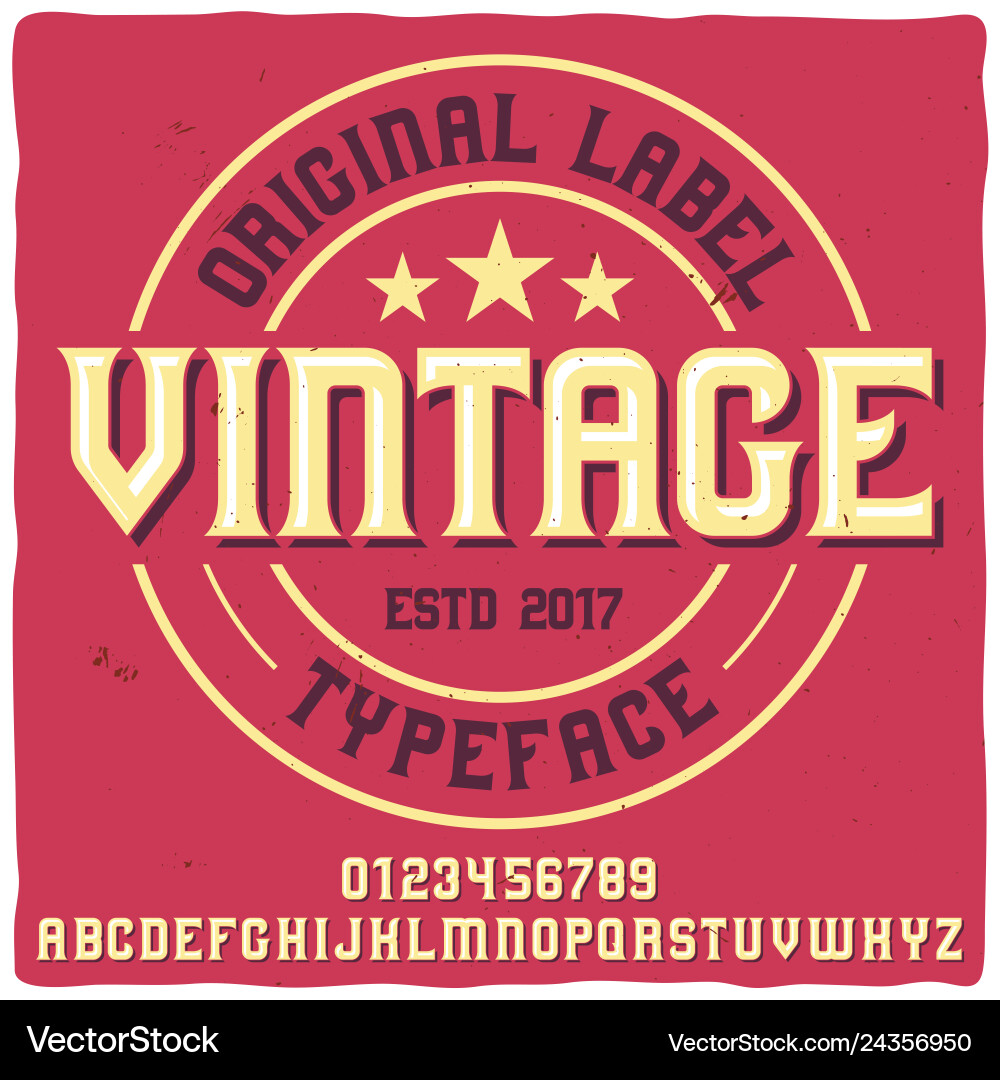 Vintage label typeface named Vintage label typeface named vector image