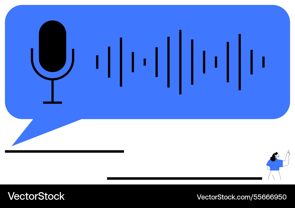 Voice command with microphone and sound waves Vector Image