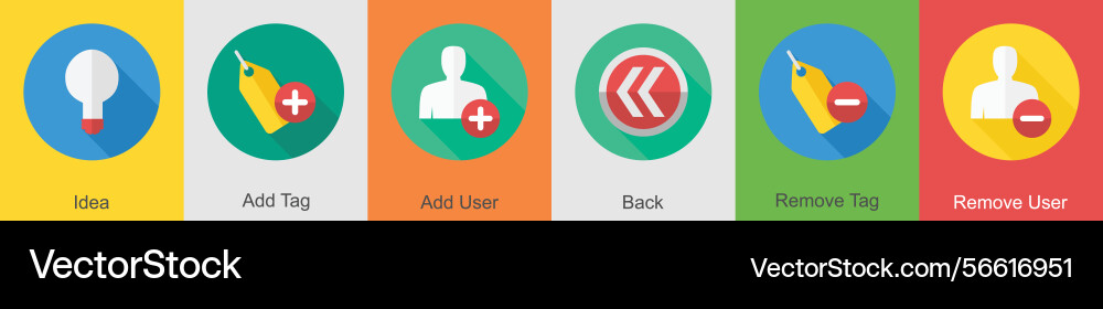A set of 6 user interface icons as idea add tag vector image