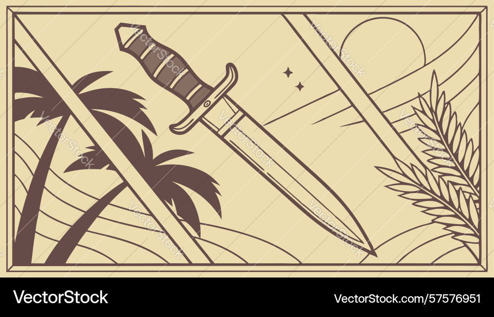 Ancient scroll dagger papyrus art hidden vector image