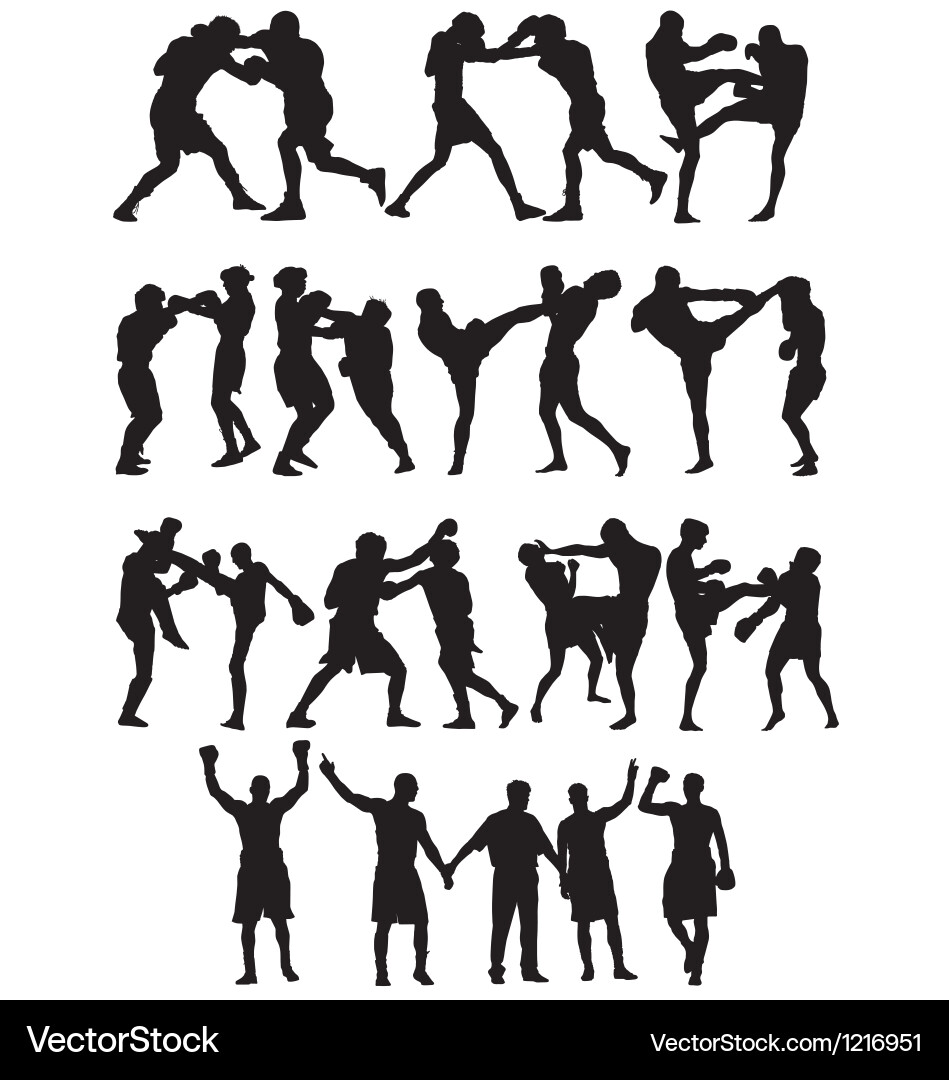 Boxing Silhouettes - Muay Thai & Boxing vector image